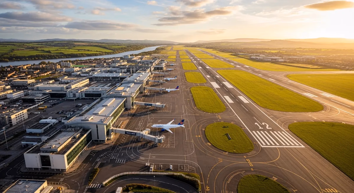 Exterior view of City of Derry Airport terminal building at Eglinton, County Londonderry
