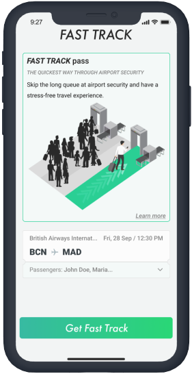 FastTrack airport selection on mobile phone