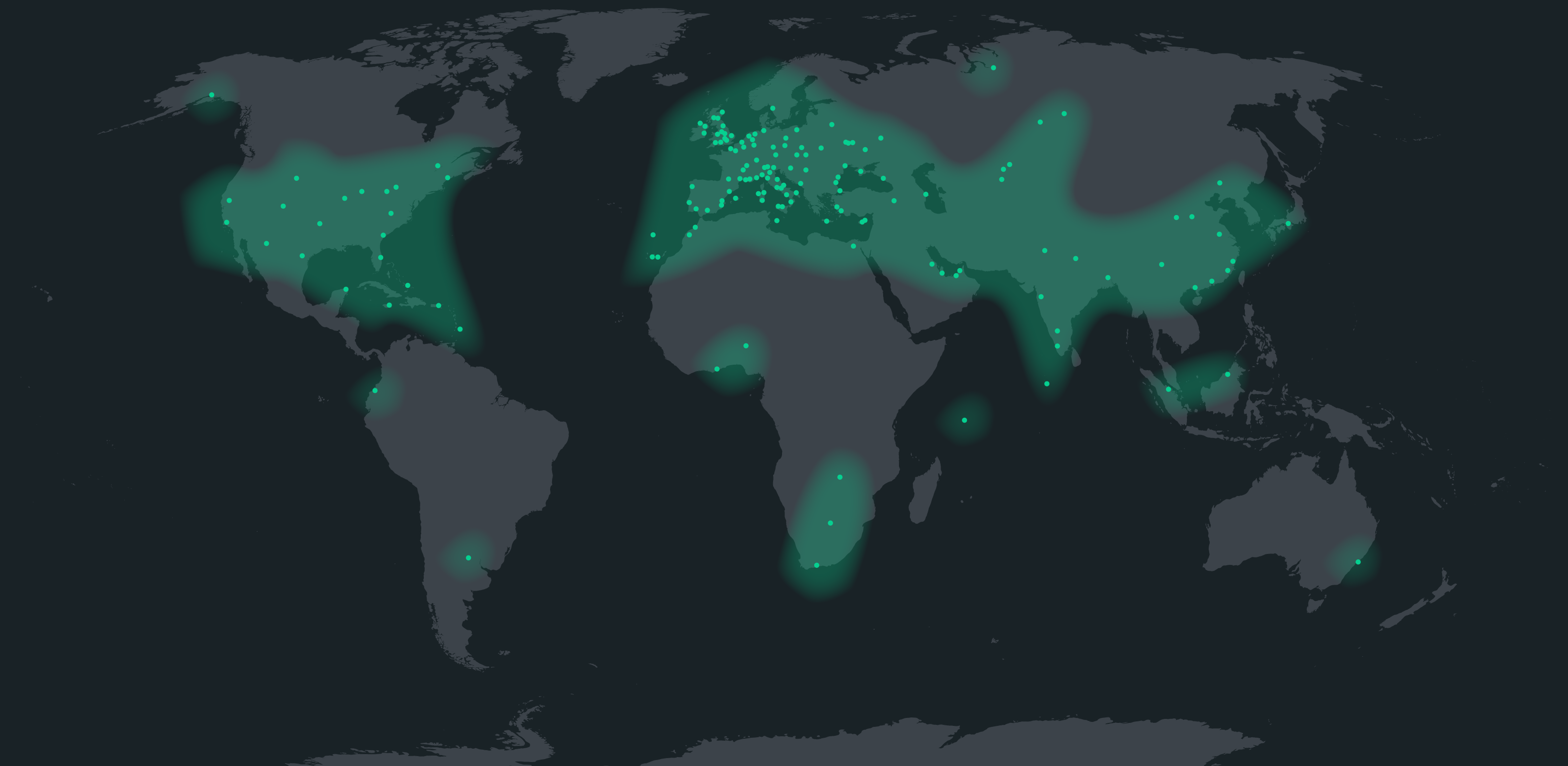 World map showing 288 FastTrack airports worldwide